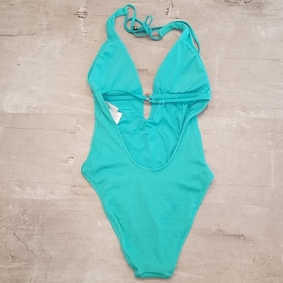💕TRINA TURK💕 Cabana Plunge One Piece Swimsuit ~ Lagoon Blue 8 NWT - Picture 7 of 13